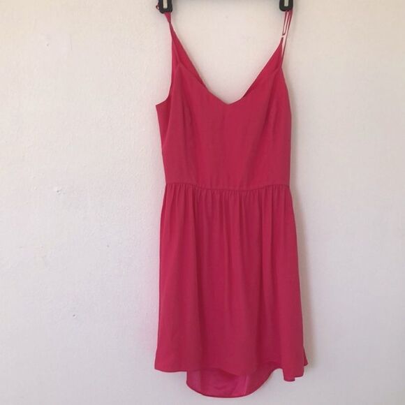 Parker Elana 100% Silk Cut Out Mini Dress color Flamingo - Picture 1 of 6